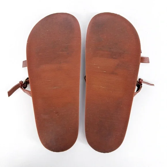 J.CREW 3-Strap Brown Faux Crocodile Slide Sandals 8 - Picture 11 of 12